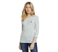 TOM TAILOR 1024035 Manga larga con rayas para Mujer, Verde (26035 - White Green Small Stripe), XXL