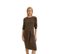 TOM TAILOR 1034084 Vestido de punto con cinturón para Mujer, Verde (30668 - Tarmac Khaki Melange), 42