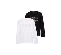 TOM TAILOR 1034857 Camiseta de manga larga en paquete doble para Hombre, Negro (29999 - Black), L
