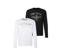 TOM TAILOR 1034857 Camiseta de manga larga en paquete doble para Hombre, Negro (29999 - Black), XXL