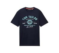 TOM TAILOR 1037735 Camiseta de algodón con Logotipo Impreso, 10302-Dark Blue, L para Hombre