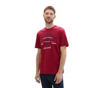 TOM TAILOR 1037735 Camiseta de algodón con Logotipo Impreso, 35930-Deep Red, M Hombres