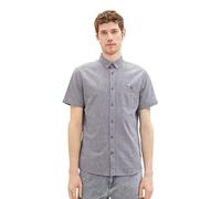 TOM TAILOR 1038457 Camisa de Manga Corta con Bolsillo en el Pecho, 29596 - Estructura Blanca Marina, S para Hombre