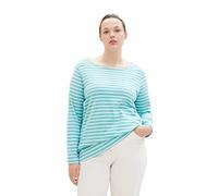 TOM TAILOR 1038827 Camiseta, 32394-Teal Offwhite Stripe, 48 Grande para Mujer