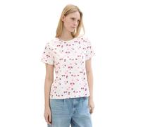 TOM TAILOR 1040544 Camiseta básica con Estampado, 35315 - Diseño de Flores Rosas en Blanco Roto, XXL Mujeres
