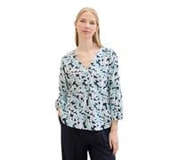 TOM TAILOR 1041675 Blusa básica con Cuello en V, 35291-Diseño Floral Azul pequeño, 44 Mujeres