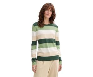 TOM TAILOR 1042952 Suéter pulóver, 37226-green Beige Block Stripe, M para Mujer
