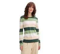 TOM TAILOR 1042952 Suéter pulóver, 37226 - Green Beige Block Stripe, XL para Mujer