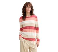 TOM TAILOR 1042952 Suéter pulóver, 37227-red Apricot Block Stripe, S para Mujer