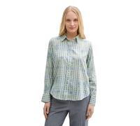 TOM TAILOR 1043213 Blusa con Estampado y Mangas giratorias, 37126-True Green Check Design, 36 Mujeres