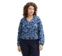 TOM TAILOR 1044142 Manga Larga con Cuello, 36556-navy Watercolor Squares Design, 3XL Mujeres