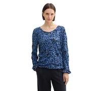 TOM TAILOR 1044145 Manga Larga con Aspecto Arrugado, 36556 - Diseño Cuadrado Azul Marino, XL Mujeres