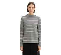 TOM TAILOR 1044164 Manga Larga de Algodón, 36648-Black White Irregular Stripe, L Mujeres
