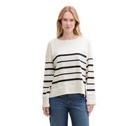 TOM TAILOR 1045550 Camiseta de Manga Larga, 37543-Rayas Irregulares de Color Blanco Roto Azul, L Mujeres