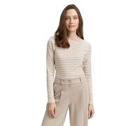 TOM TAILOR 1047730 Camiseta de Manga Larga, 38574-Taupe Offwhite tee Stripe, XL Mujeres