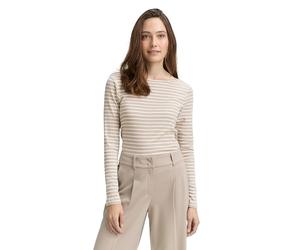 TOM TAILOR 1047730 Camiseta de Manga Larga, 38574-Taupe Offwhite tee Stripe, XXL Mujeres