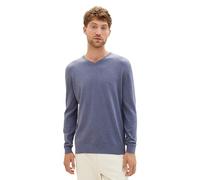 TOM TAILOR 202212 Strickpullover V-Ausschnitt Jersey básico para Hombre, Azul (18964 - Vintage Indigo Blue Melange), S
