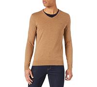 TOM TAILOR 202212 Strickpullover V-Ausschnitt Jersey básico para Hombre, Marrón (26322 - Active Tabacco Melange), L