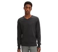TOM TAILOR 202212 Strickpullover V-Ausschnitt Jersey básico para Hombre, Negro (10617 - Black Grey Melange), L
