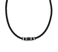 Tom Tailor 2100700 - Cadena con colgante para hombre, acero inoxidable, carbono, madera y piel, 47 + 5 cm, color plateado, idea de regalo, viene en caja de regalo