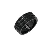 TOM TAILOR - Anillo para Hombre en Acero inoxidable - Negro - Motivo de Retícula - TT-R0043