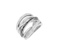 TOM TAILOR - Anillo para Mujer en Acero inoxidable - Plateado - con Cristal - Motivo Entrecruzado - TT-R0083