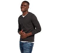 TOM TAILOR Basic V-Neck Sweater, suéter Hombre, Gris (Black Grey Melange 2572), Small