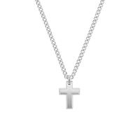 Tom Tailor Cadena con colgante para hombre, acero inoxidable, 50 + 5 cm, plata, colgante de cruz, idea de regalo, viene en caja de regalo de joyería, 2100636