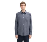 TOM TAILOR Camisa de Corte Regular para Hombre con Bolsillo en el Pecho, 36677 - Navy Diagonal Structure, M