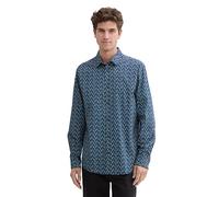 TOM TAILOR Camisa de Corte Regular para Hombre con Estampado, 36704 - Blue Triangle Design, XXL