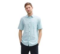 TOM TAILOR Camisa de Manga Corta para Hombre de Corte Regular con Porcentaje de Lino, 37198 - Cambray Turquesa Pastel, XXL