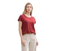 TOM TAILOR Camiseta Ajour de Corte Holgado para Mujer, 23853 - Burnt Russet, XS
