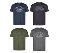 Tom Tailor Camiseta Algodón Hombre Regular Fit 4er Pack Set Cuello Manga Corta