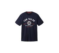 TOM TAILOR Camiseta de Algodón Con Logo Estampado Camiseta, Hombre, Azul (10668-capitán Del Cielo Azul), M