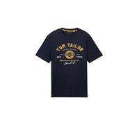 TOM TAILOR 1037735 Camiseta de algodón con Logotipo Impreso, 10302-Dark Blue, S Hombres