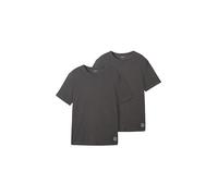 TOM TAILOR Camiseta básica para Hombre en Paquete Doble, 11086 - Dark Grey Melange, L