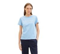 TOM TAILOR Camiseta básica para Mujer con Logotipo Impreso, 34587 - Light Fjord Blue, XL