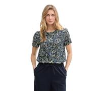 TOM TAILOR Camiseta básica para Mujer de algodón orgánico, 37369 - Multicolor Navy Dot Structure, S