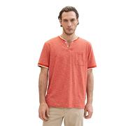 TOM TAILOR Camiseta básica Serafino para Hombre con Rayas, Marocco 35600 - Rayas Finas Naranjas, M