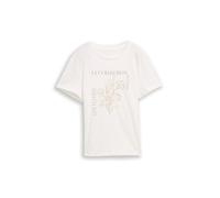 TOM TAILOR Camiseta beige / color barro / blanco L beige / color barro / blanco