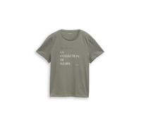 TOM TAILOR Camiseta caqui / blanco L caqui / blanco