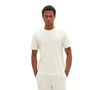 TOM TAILOR Camiseta de Algodón con Logo Estampado, Blanco (18592-beis de La Vendimia White), XL para Hombre
