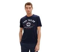 TOM TAILOR Camiseta de Algodón Con Logo Estampado Camiseta, Hombre, Azul (10668-capitán Del Cielo Azul), M