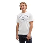 TOM TAILOR Camiseta de Algodón Con Logo Estampado Camiseta, Hombre, Blanco (20000-blanco), S