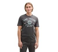 TOM TAILOR Camiseta de Algodón Con Logo Estampado Camiseta, Hombre, Gris (10899-gris Asfalto), S