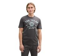 TOM TAILOR Camiseta de Algodón con Logo Estampado, Gris (10899-gris Asfalto), M para Hombre