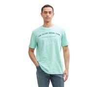 TOM TAILOR Camiseta de algodón para Hombre con Estampado, 37105 - Verde Menta Brillante, 3XL