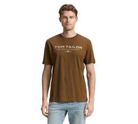 TOM TAILOR Camiseta de algodón para Hombre con Logotipo Impreso, 23900 - Dark Palm, M