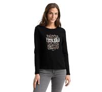 TOM TAILOR Camiseta de Manga Larga para Mujer, 14482 Deep Black, L