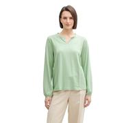 TOM TAILOR Camiseta de Manga Larga para Mujer, 38178 - Mid Green White Thin Stripe, L